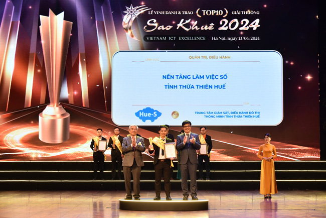 Nền tảng làm việc số tỉnh Thừa Thiên Huế  được vinh danh Top 10 Giải thưởng Sao Khuê 2024